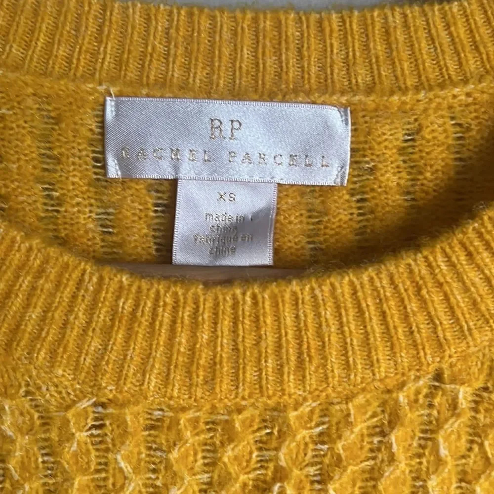 Rachel Parcell Ruffle Shoulder Pointelle Sweater Yellow - Picture 6 of 10